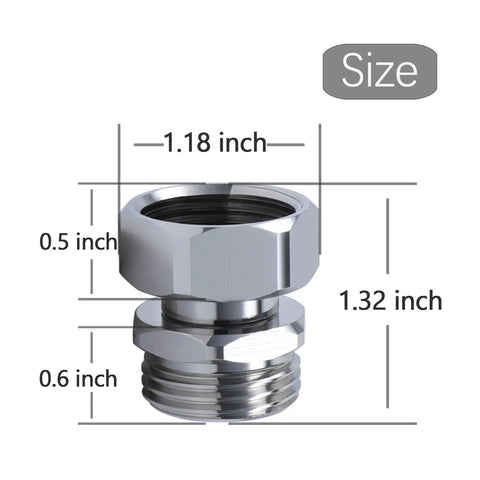 Solid Brass Garden Hose Swivel Adapter Three Quarters Inch GHT Female To Male Connector For No Leak Easy Attach And Rotating Hose Setup No Sweat Keeps Water Flow Smooth In The Yard, chrome adapter size shown