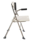 Side view of Easy Fold Shower Chair For Seniors And Disabled, Adjustable Height Bath Seat with Grab Handle, Portable Stainless Steel Bath Bench, Rustproof and Waterproof.