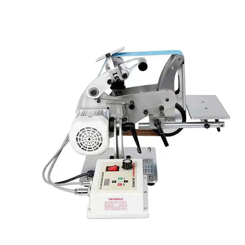 Heavy Duty 915X50Mm Belt Grinder Machine Boasting A Beefy 750W Brushless Motor With Solid Stainless Steel Construction Switching Effortlessly Between Vertical And Horizontal Sanding, showcasing the machine's controls.