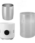 Keep Your Daily Drip Just Right With Smart Temp Control Dual Action Car Cup Warmer Cooler three pieces including metal tumbler, plastic cooler, and heating base.