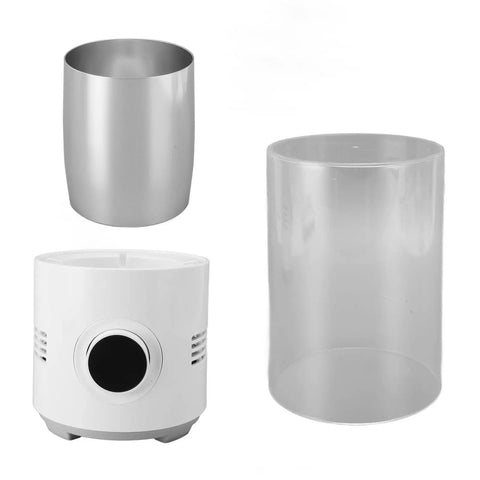 Keep Your Daily Drip Just Right With Smart Temp Control Dual Action Car Cup Warmer Cooler three pieces including metal tumbler, plastic cooler, and heating base.