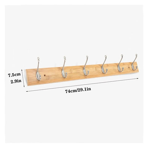 Slick Wall Mount Coat Rack With Heavy Duty Hook Rails For Entryway And Mudroom Hang Your Duds Gear And Bags Without A Hitch Rustic Wood and Zinc Alloy with 6 hooks.