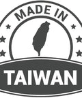 Black and white 'Made in Taiwan' badge with Taiwan map and stars