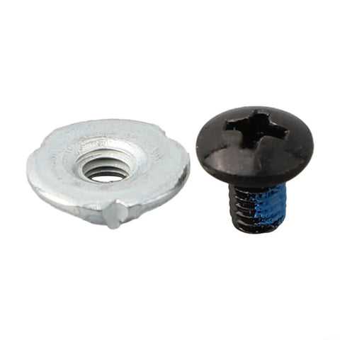 Replacement Screws For Roller Skates 50 Pack Black Buckle Screws For Quad And Inline Skate Hardware Repair And Maintenance 8mm Metal Fixing Screws For Durable Secure Fastening And Quick Easy Fixes, one black screw with metal washer shown