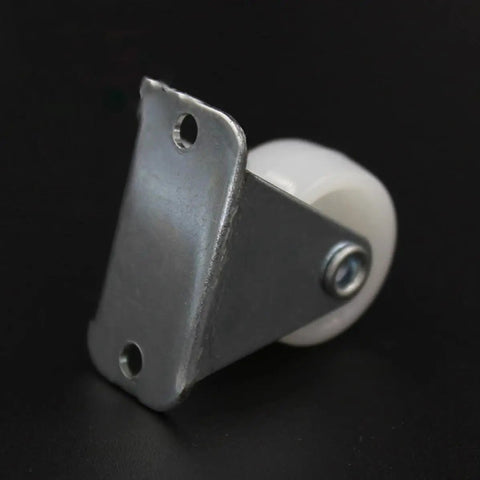 White Plate Caster Wheels PP Nylon 12 Pcs Inch for Furniture with a metal bracket and visible wheel on a dark background.