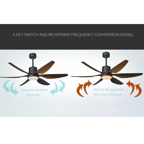 66 Inch Silent Ceiling Fan With Built In Light And Smart Remote showing summer and winter airflow directions for kitchen or living room.