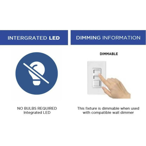 Diagram showing integrated LED with no bulbs required and dimmable feature for 1 Light Dome Pendant Light With Painted Silver Metal Shade.