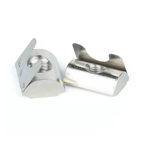High Strength M5 Roll In Spring T Nuts With Spring Sheet For 4040 Aluminum Profile Slot, Nickel Plated Carbon Steel heavy-duty fasteners