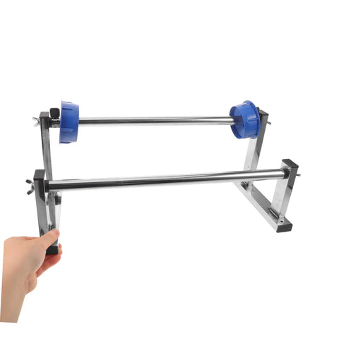 Manual Roll Film Dispenser For Stretch Wrapping Film And Cargo Packaging Supplies, Lightweight Movable frame with blue rollers