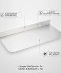 Sturdy L Shaped Stainless Steel Shelf Bracket For Kitchen And Bathroom Storage Built To Last Floating Shelf Support 1 Piece