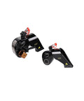 Workhorse Hydraulic Torque Wrench 26447 Nm 2 1/2 Inch Square Drive solid alloy steel with flexible hose swivel for cramped spaces.