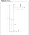 Diagram of Vintage Freestanding Towel Rack With Oil Rubbed Bronze Finish, Three 13-Inch Swivel Towel Bars, 39 And A Half Inch Tall, 10-Inch Base