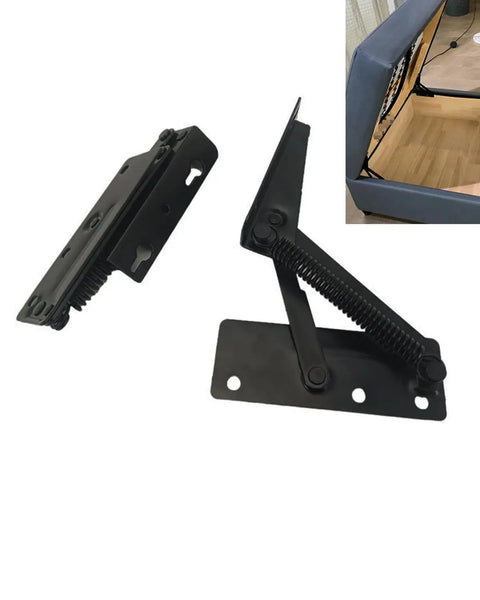 Top Shelf Soft Close Hinges For Toy Box 2 Pack slick matte black hinges for toy chest lid support and smooth closing.