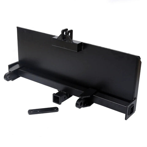 Heavy Duty 3 Point Hitch Adapter For Skid Steer Mount Plate Quick Tach Universal Fit, shown from side in Grade 50 Steel