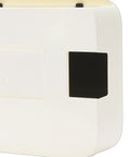 Sleek Router Storage Box With Advanced Cable Management System And Tech Gear Organizer in milk white showing side view details.
