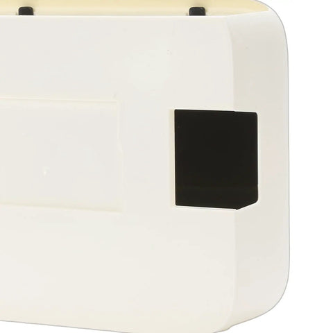 Sleek Router Storage Box With Advanced Cable Management System And Tech Gear Organizer in milk white showing side view details.