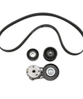 Top Notch Drive Belt Idler Pulley And Tensioner Kit With Four Essential Parts LR011327 LR035545 For Land Rover Discovery Lr4 And Sport That Keeps Your Engine Running Smooth And Quiet Like New, 4-piece black belt kit