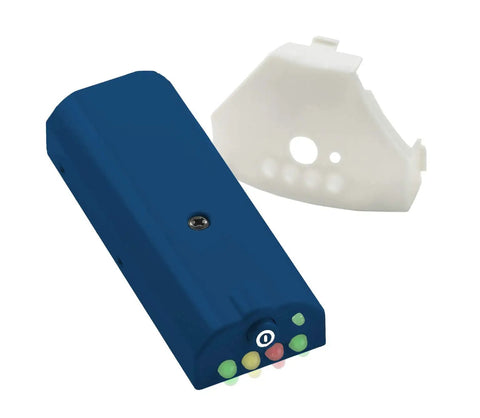 Top Tier Infant CPR Training Manikin With Realistic Dark Skin Texture And Integrated AHA Feedback Monitor in blue and white.