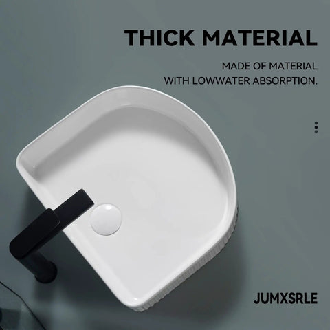 White Oval Vessel Sink 16.3x14.3 Inch Porcelain Ceramic Above Counter Vanity Sink For Modern Bathrooms top view