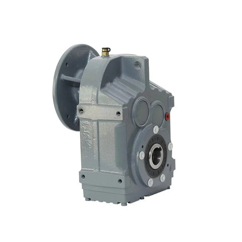 Beefed Up Workhorse Parallel Shaft Helical Gear Reducer With 1 To 3 And 1 To 500 Reduction Range, Dead Quiet Smooth High Torque Output, Horizontal Or Vertical Mounting, Multi Voltage 12V 24V 110V 220V 380V For Industrial Drives, gray cast housing