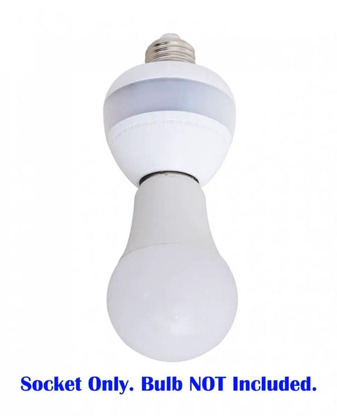 Radar Motion Sensor Socket Adapter 2 Pack For Any Light Bulb No Fuss Plug N Play Retrofit with bulb shown for illustration