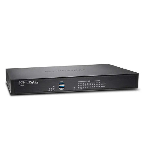Front view of TZ600 Dual Band Business Router With 8x5 Support showing ports and indicator lights.