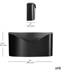 Postino Wall Mount Mailbox In Black With Hinged Lid And Weather Resistant Stainless Steel, dimensions shown