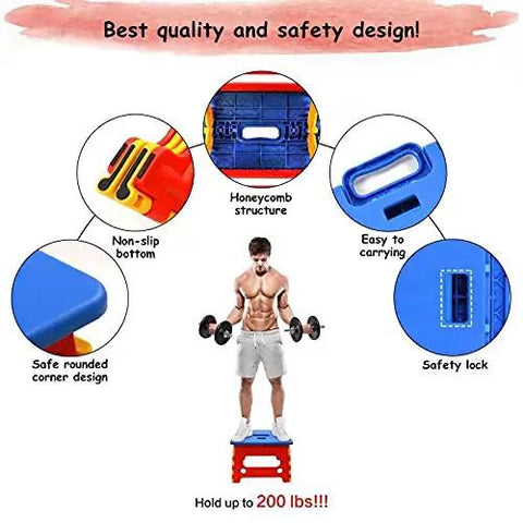 Toddler Folding Step Stool For Bathroom Sink Helper Rock Solid Non Slip Base Easy Nifty Fold Down Design Super Secure Lock Handle Smooth Ride Red And Blue Duo Pack For Home Organization