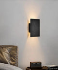 Black Wall Lights for with Switch,Nature Wood Wall Lamp Modern Design,8w,Indoor up and down lighting in bedroom.