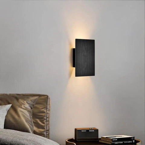 Black Wall Lights for with Switch,Nature Wood Wall Lamp Modern Design,8w,Indoor up and down lighting in bedroom.