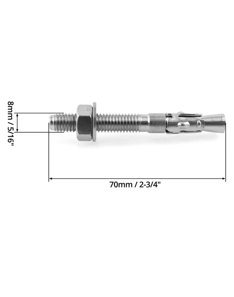 20 Pack Five Sixteenth Inch By Two And Three Quarter Inch 316 Stainless Steel Wedge Anchors for Office Garage Marine Use Durable