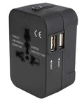 Worldwide Travel Adapter Must Have All In One Universal Plug With Dual USB Ports 2 1A Fast Charging For Asia Europe UK AUS And USA Black