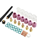 40 Piece TIG Welding Torch Kit With Collet Gas Lens Cup Set For WP 9 20 25 Torches features ceramic nozzles and gas lens components