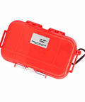 Red Outdoor Survival Shockproof Storage Box and Cover with ABS and Stainless Steel fittings, waterproof and portable design.