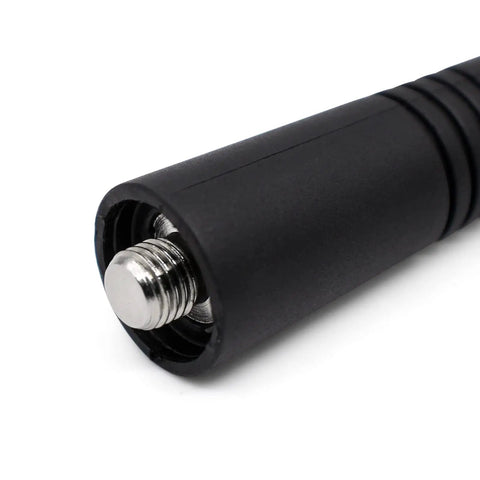 Close-up of the Three Piece VHF Stubby Antenna Set With Volume Knob And Channel Knob Cap For CP Series Two Way Radios CP200 CP200d