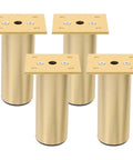 Adjustable Aluminum Furniture Legs Set 4 Pcs Round Modern Replacement Legs for Cabinet Sofa Bed Table and Desk with Rubber Base
