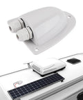 Solar Double Cable Entry Gland for RV Roof and Marine Installations, Easy Mount, Weatherproof Cable Through Junction Box for 14 AWG to 10 AWG Solar Cables, RV Campervan Boat Van Entry Housing Gray.