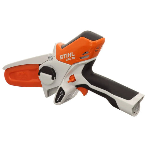 GTA 26 Cordless Wood Cutter Set with AS 2 Battery and AL 1 Charger, orange and black, battery-operated for quick yard work.
