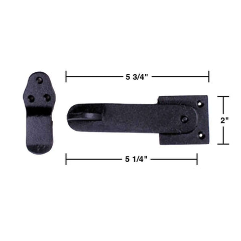 Black Wrought Iron Gate Flip Latch 5.75 Inch Antique Old School Vintage Charm Two Sided Barn Door Hardware Pack Of 3 dimensions