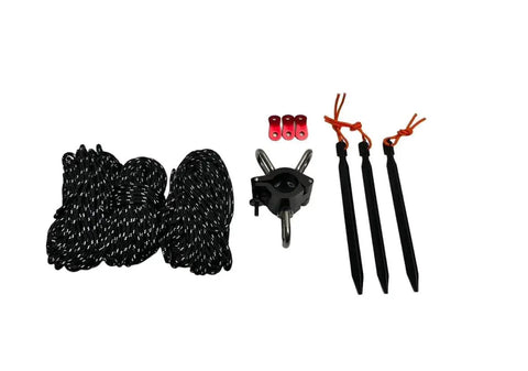 Tall Tripod Stabilization Kit For TST 20 With Aluminum Stakes, 3 Axis Guy Wire Clamp, And Heavy Duty 30 Foot Nylon Ropes