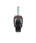 Front view of 2 Inch Stem Caster 2 Pack Black Soft Rubber Wheel 3/4 Inch Wide With Double Ball Bearing Swivel Copper Friction Stem Mount