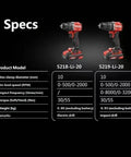 Pro Grade 20V Brushless Cordless Drill Driver Kit Featuring Badass 55Nm Torque Output And Rugged 10mm Chuck specifications chart.