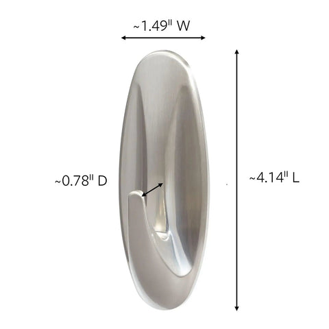 Large Designer Hook Holds Up To Five Pounds With Two Strips Brushed Nickel Finish Damage Free Wall Hook No Tools Needed