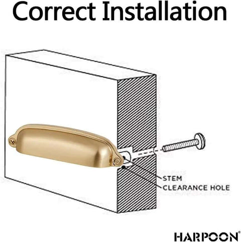 Chef Kiss 10 Pack 3 Inch Cup Kitchen Drawer Pulls With A Slick Champagne Gold Brushed Brass Finish installation guide illustration.