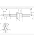 Technical drawing of Dope 12mm SFU1204 Ballscrew And Ballnut Set, showing dimensions and design details.