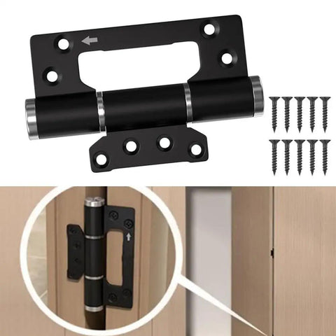 Heavy Duty Hydraulic Door Hinge With Automatic Close And Adjustable Speed Settings Crafted From Rust Proof Aluminum Alloy on door with screws.