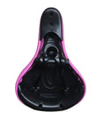 Underside view of Kids Bike Saddle For 14, 16, 18, 20, And 24 Inch Bicycles, Pink Color, Breathable Curve Design, soft foam padding
