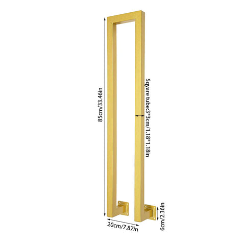 Heavy Duty N Shaped Wall Safety Grab Bar For Stairs And Porch Side Mount Iron Handle, 85cm tall, gold finish for indoor outdoor use.