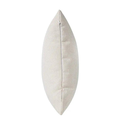 Side view of Ten Pack Sublimation Pillow Covers Fifteen Point Seven Five Inch Square Linen White Pillow Cases with hidden invisible zipper