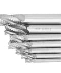 7-piece set of HSS roughing end mills with 4 flutes for CNC milling, M6-M20 sizes.